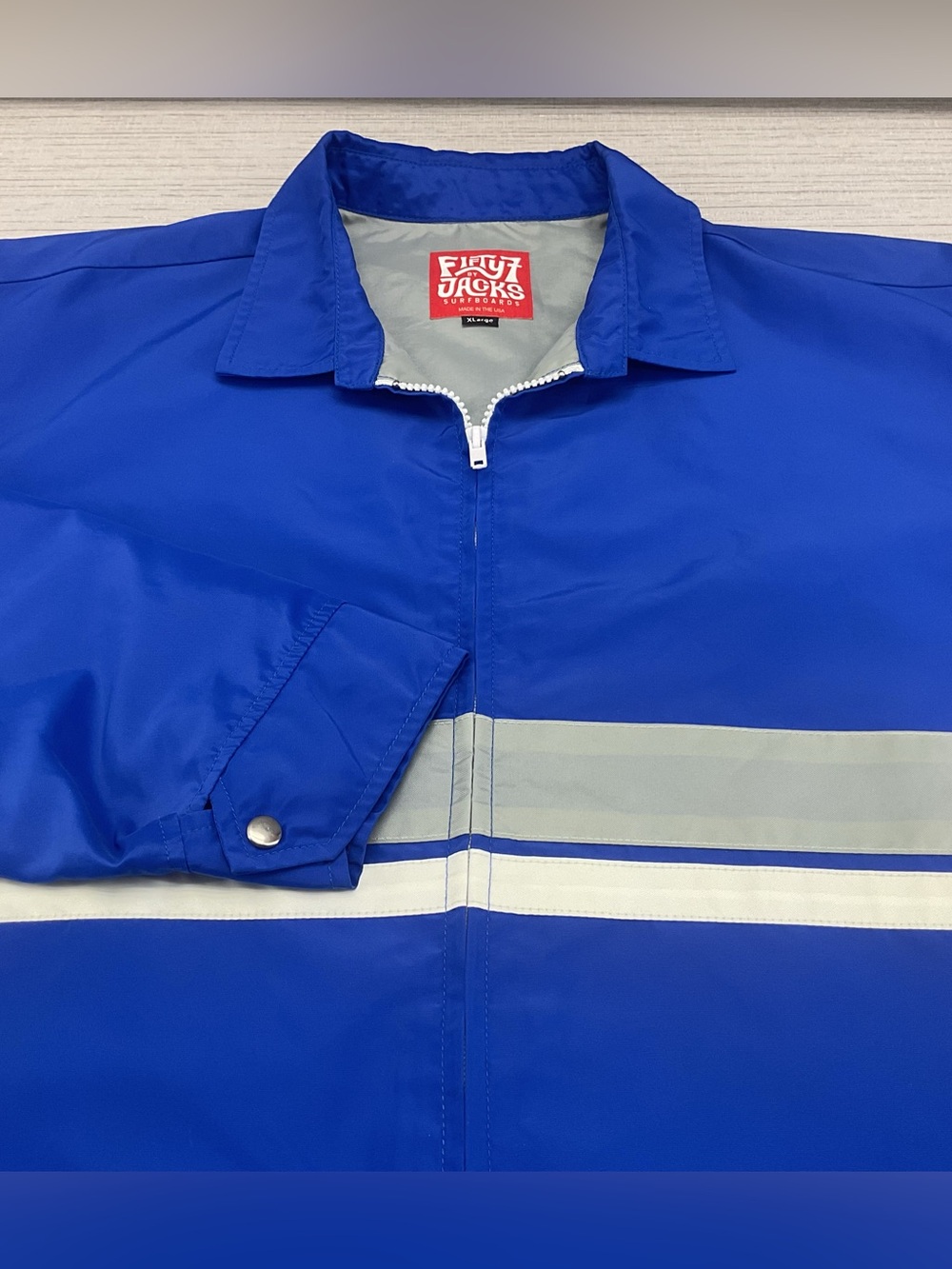 Vintage Fifty7 x Jacks Surfboards Men’s Size XL Nylon Blue Jacket Made in U.S.A